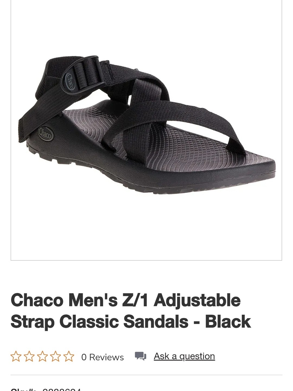 NWT, Chaco Men's Z/1 Adjustable Strap Classic Sandals - Black